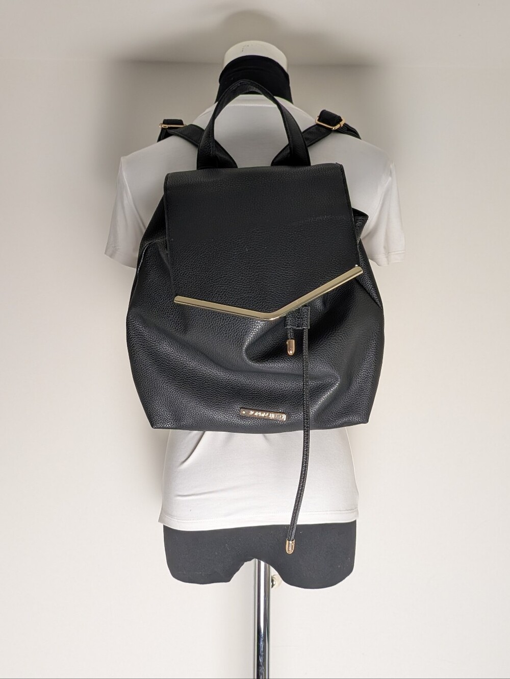 Jordache Black Faux Leather Backpack Women's New With Tags